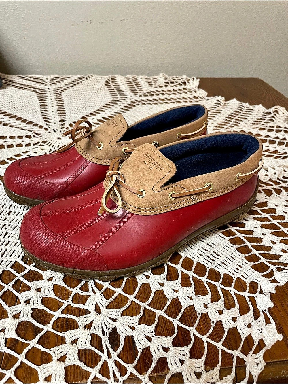 Sperry Saltwater Duck Mule Clog Rain Boots Red US 8